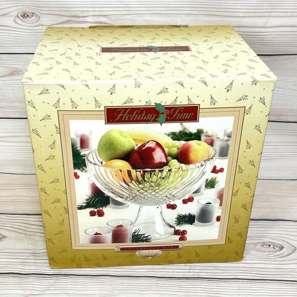 VTG Indiana Glass Centerpiece Bowl Facet-Cut Clear Glass Pedestal Fruit Dish EUC - Picture 13 of 13